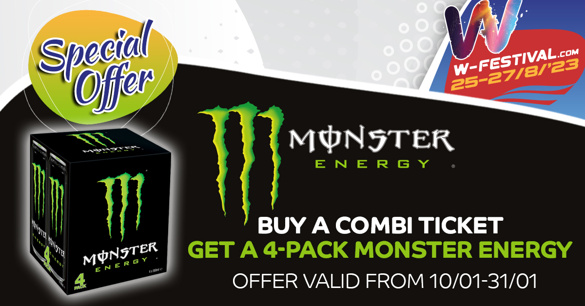 Koop een combiticket, krijg een GRATIS 4-pack Monster Energy